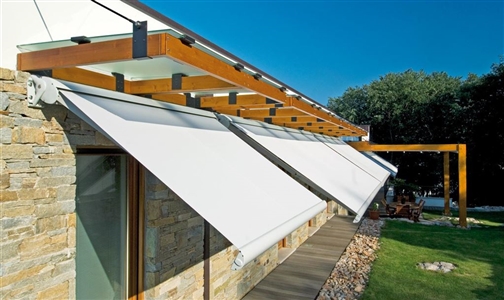 Outdoor Furnishing, ELLISSE CASSETTE AWNINGS ,  - Ellisse is the extensible awning with the award-winning and recognized box with an original and modern elliptical design, which has made this awning a real landmark among awnings.<span style=
